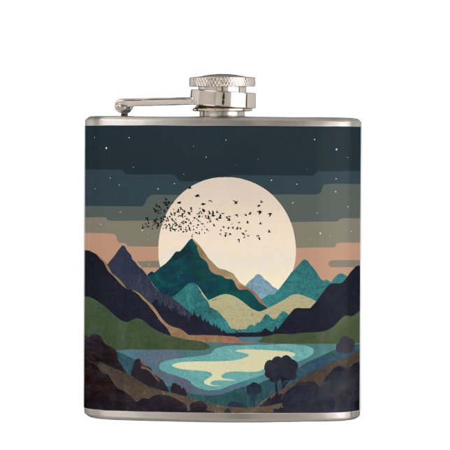 Supermoon On The Lake Hip Flask (Front)