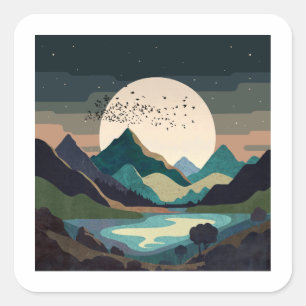 Supermoon On The Lake Square Sticker