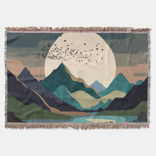 Supermoon On The Lake Throw Blanket (Front)