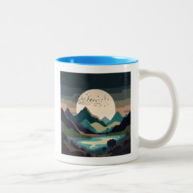 Supermoon On The Lake Two-Tone Coffee Mug (Right)