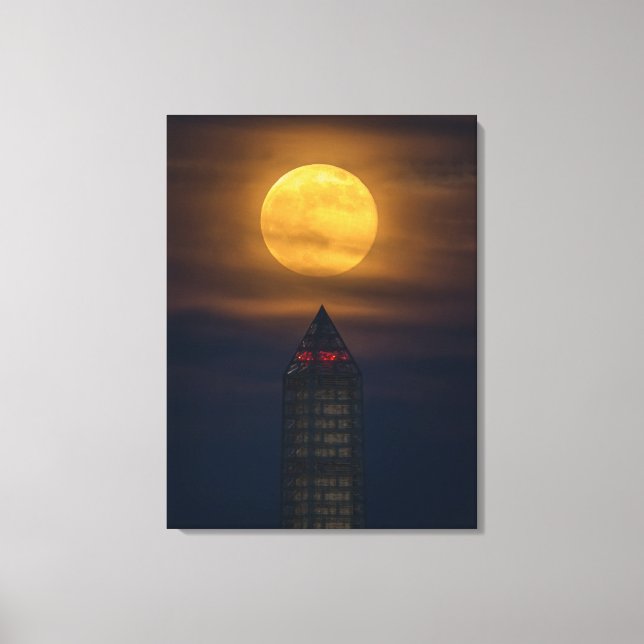 Supermoon Over Washington Monument Canvas Print (Front)