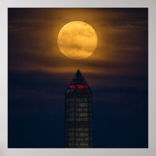 Supermoon Over Washington Monument Poster