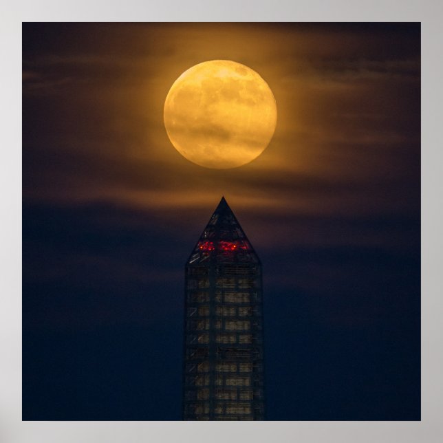 Supermoon Over Washington Monument Poster (Front)