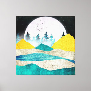 Supermoon Rising Landscape Canvas Print