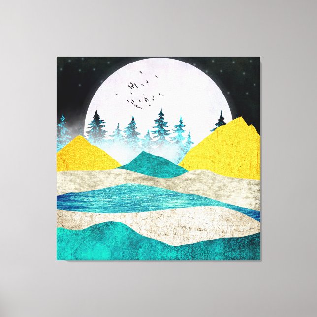 Supermoon Rising Landscape Canvas Print (Front)