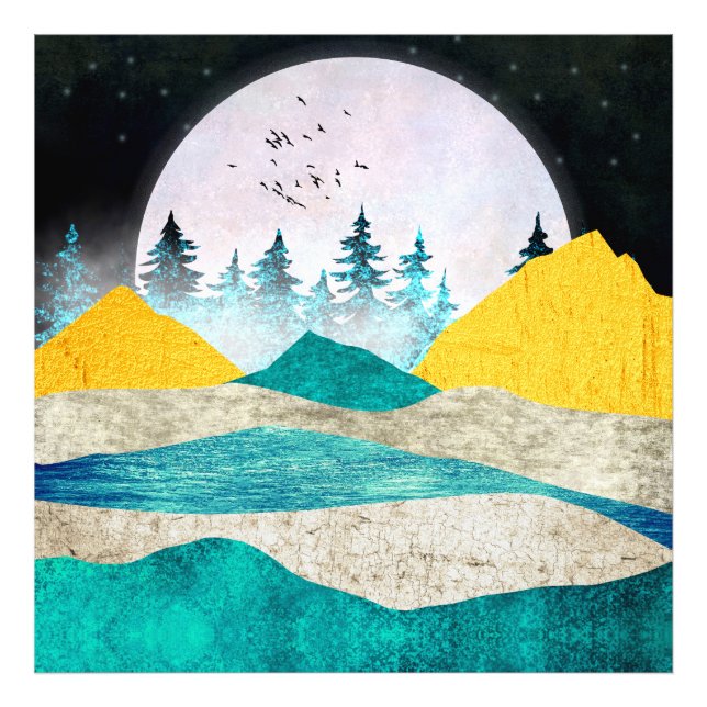 Supermoon Rising Landscape Photo Print (Front)