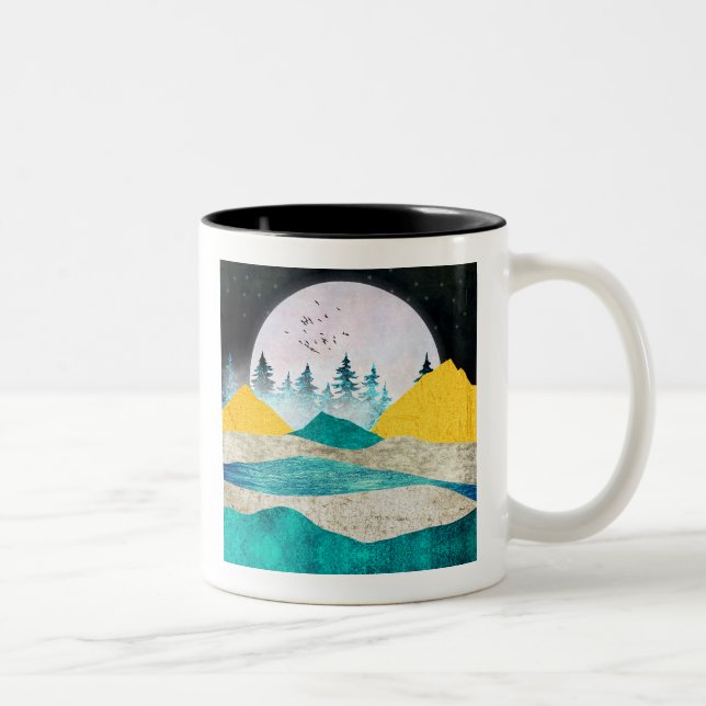 Supermoon Rising Landscape Two-Tone Coffee Mug (Right)