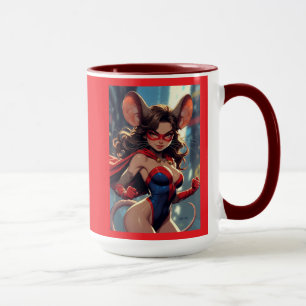 SuperMouse Woman red left hand combo mug