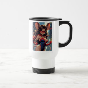 SuperMouse Woman white left hand travel mug