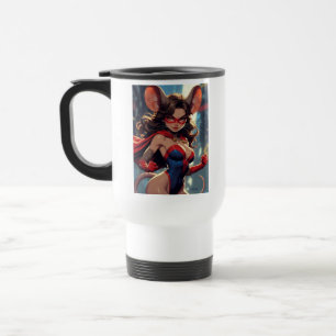 SuperMouse Woman white right hand travel mug