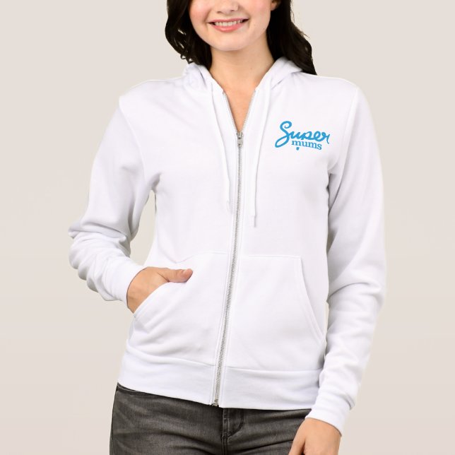 Supermums Zipped Hoodie - White (Front)