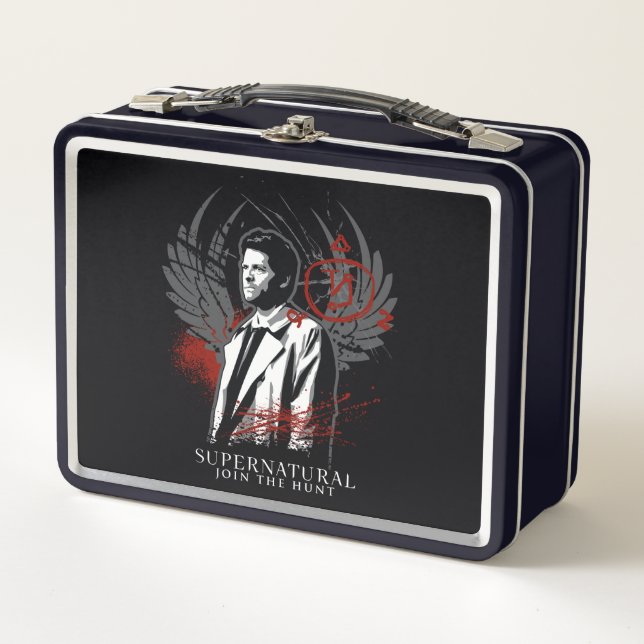 Supernatural Castiel Graffiti Graphic Metal Lunch Box (Front)