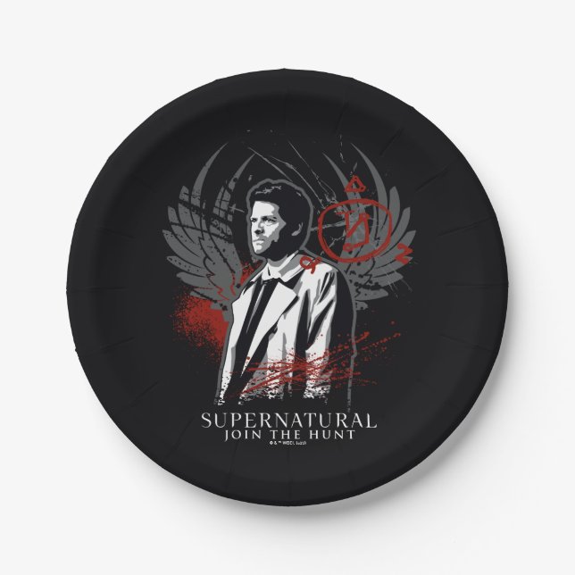 Supernatural Castiel Graffiti Graphic Paper Plate (Front)