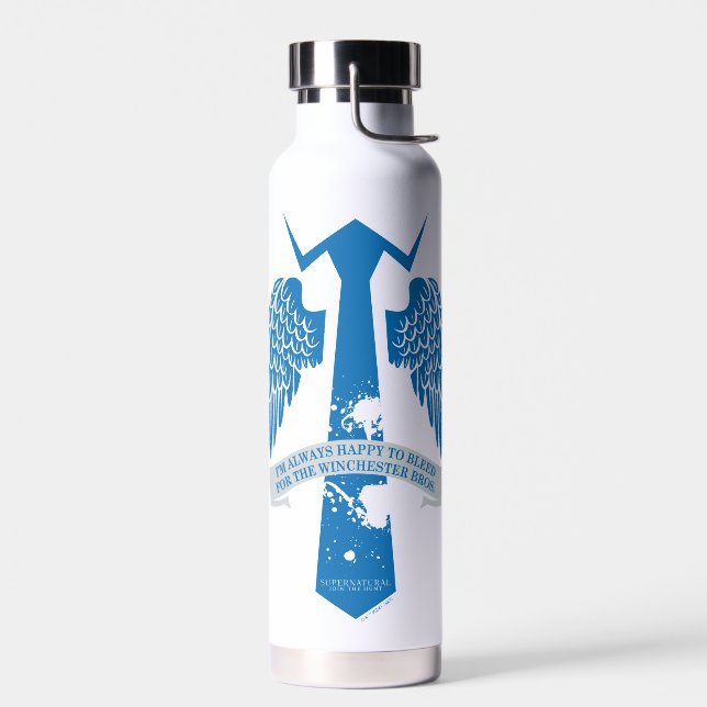 Supernatural Castiel Tie Quote Graphic Water Bottle (Left)
