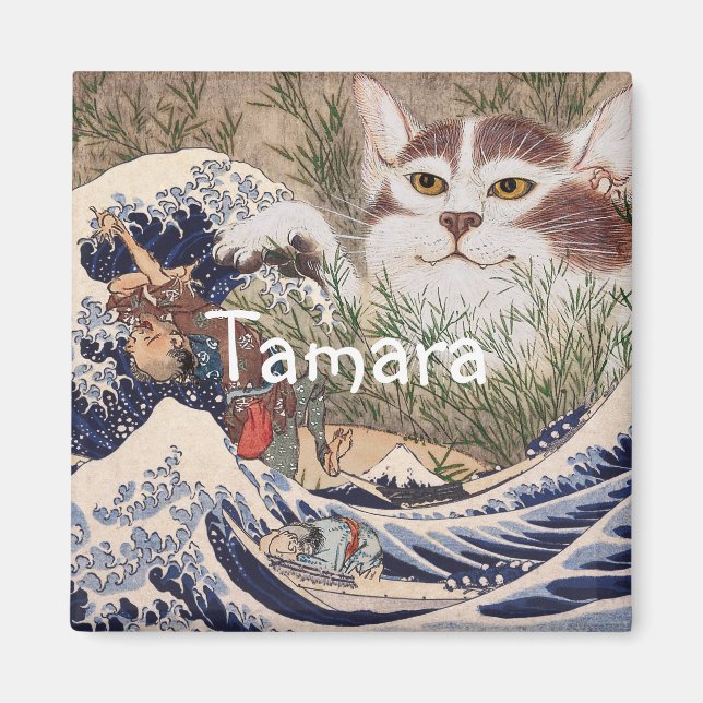 Supernatural Cat at the Great Wave Magnet (Front)