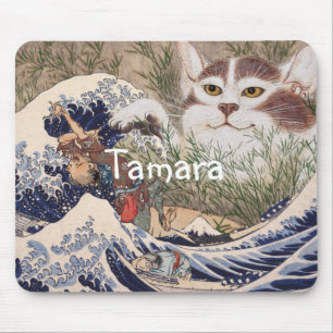 Supernatural Cat at the Great Wave Mouse Mat