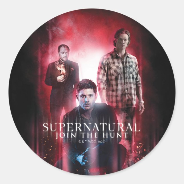 Supernatural Crowley, Dean, and Sam Classic Round Sticker (Front)