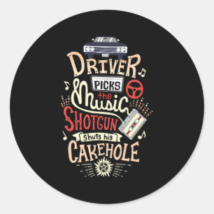 Supernatural Driver Picks The Music Classic Round Sticker