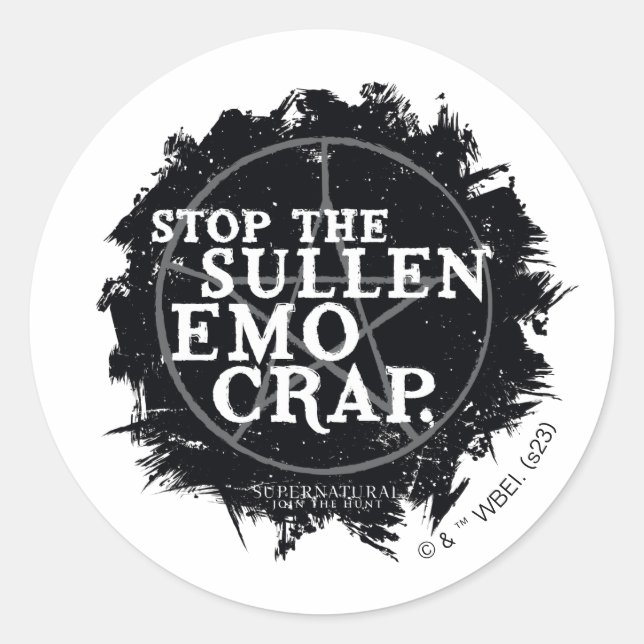 Supernatural "Emo" Quote Classic Round Sticker (Front)