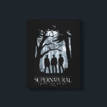 Supernatural Forest Silhouette Graphic Canvas Print<br><div class="desc">Check out this Supernatural graphic featuring Castiel,  Dean and Sam Winchester standing silhouetted by the forest!</div>