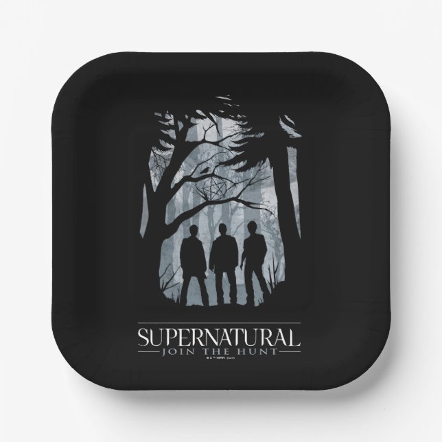 Supernatural Forest Silhouette Graphic Paper Plate (Front)