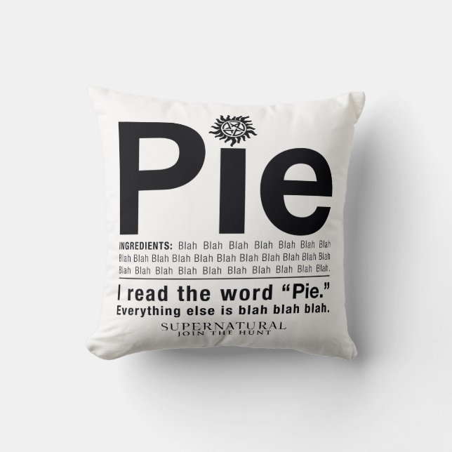 Supernatural "Pie" Quote Cushion (Front)
