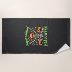 Supernatural Skeleton Halloween Vector Design_1 Beach Towel
