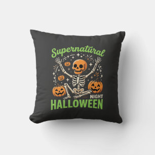 Supernatural Skeleton Halloween Vector Design_1 Cushion