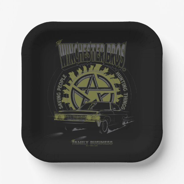 Supernatural "The Winchester Bros" Car Graphic Paper Plate (Front)