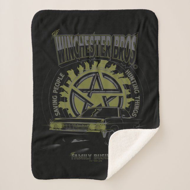 Supernatural "The Winchester Bros" Car Graphic Sherpa Blanket (Front)