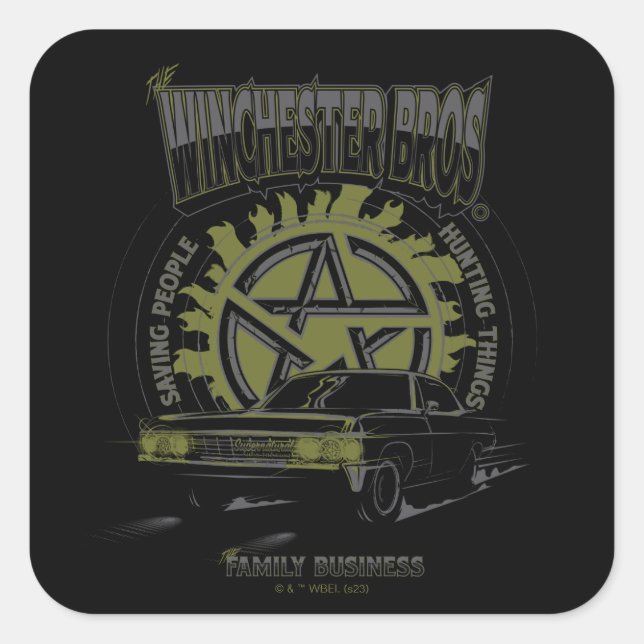 Supernatural "The Winchester Bros" Car Graphic Square Sticker (Front)