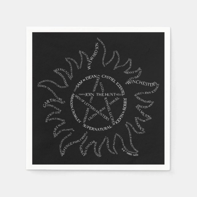 Supernatural Typography Pentagram Napkin (Front)