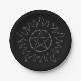 Supernatural Typography Pentagram Paper Plate