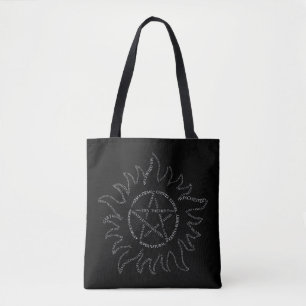 Supernatural Typography Pentagram Tote Bag