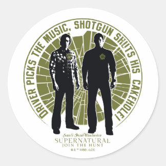 Supernatural Winchester Brothers "Shotgun" Classic Round Sticker