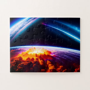 Supernova Planet Under Amazing Cosmic Night Sky Jigsaw Puzzle
