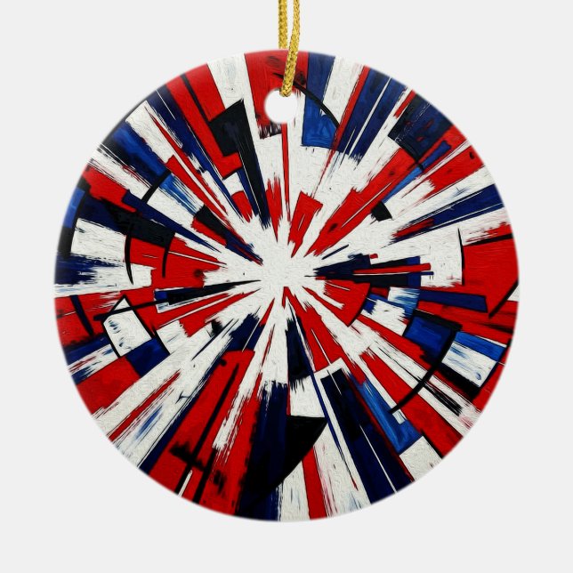 Supernova Pop – Abstract Geometric Explosion Ceramic Tree Decoration (Front)