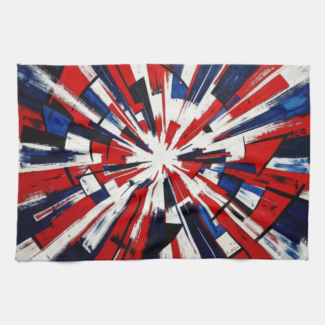 Supernova Pop – Abstract Geometric Explosion Tea Towel (Horizontal)