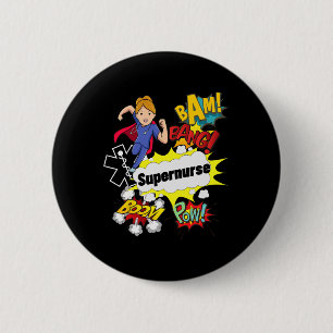 Supernurse Comic Superhero Style Rn Woman Nursing 6 Cm Round Badge