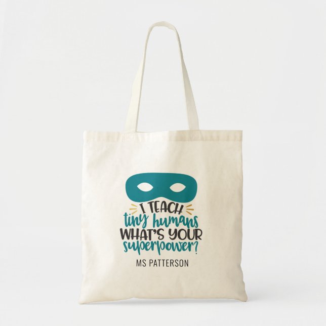 Superpower Fun Teacher's Personalised Tote Bag  (Front)