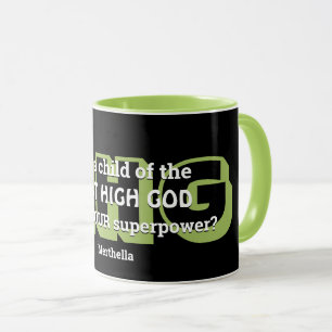 Superpower MOST HIGH GOD Personalised Black Green Mug
