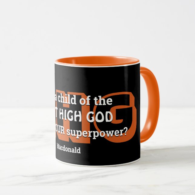 Superpower MOST HIGH GOD Personalised Black Orange Mug (Front Right)
