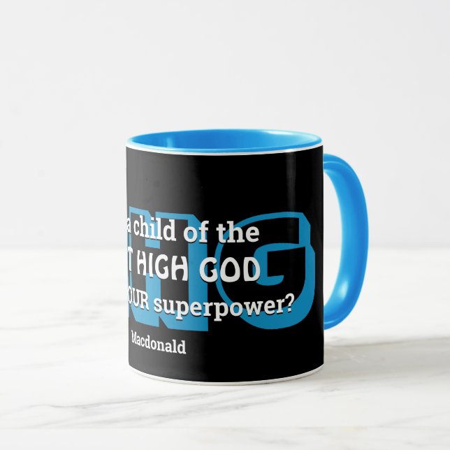 Superpower MOST HIGH GOD Personalised Light Blue Mug (Front Right)