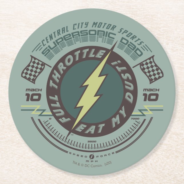 Supersonic Dad - Central City Motor Sports Round Paper Coaster (Front)