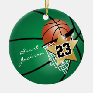 Superstar Autograph Basketball - Dark Green Ceramic Tree Decoration