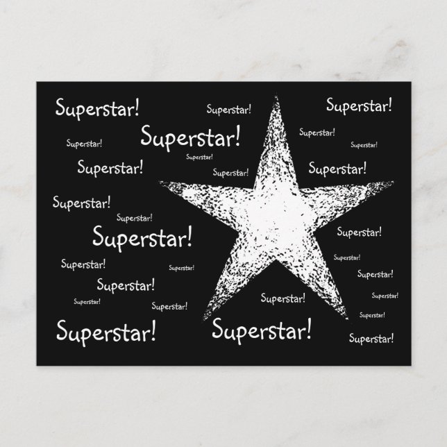 Superstar! | Black Postcard (Front)
