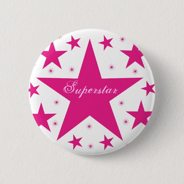 Superstar Button, Pink 6 Cm Round Badge (Front)