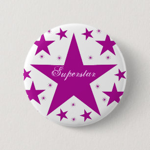 Superstar Button, Purple 6 Cm Round Badge