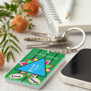 Superstar Cartoon Love Monogram Blue Green Key Ring
