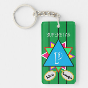 Superstar Cartoon Love Monogram Blue Green Key Ring